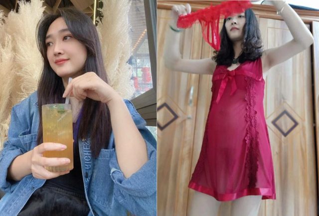 Vợ dâm mặc lọt khe để kích thích bím